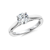 Tapered Diamond Solitaire Engagement Ring W/ Spiral Diamond Undergallery